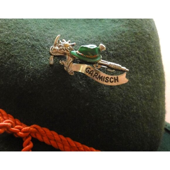 Vintage German Alpine Tyrolean Hat w/ Feather and pins Oktoberfest main image 9